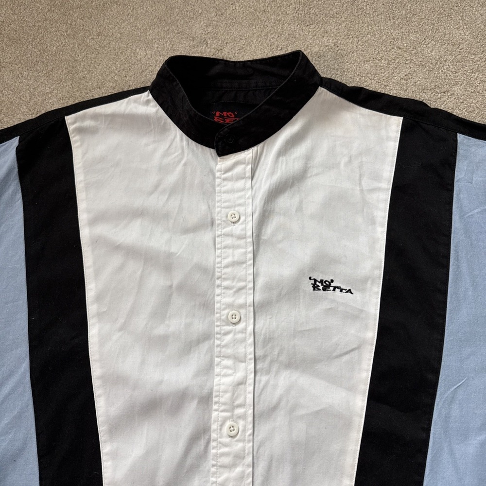 Vintage Mo Betta Western Shirt Blue Black Standing Collar Button Up Garth Brooks - Picture 3 of 8